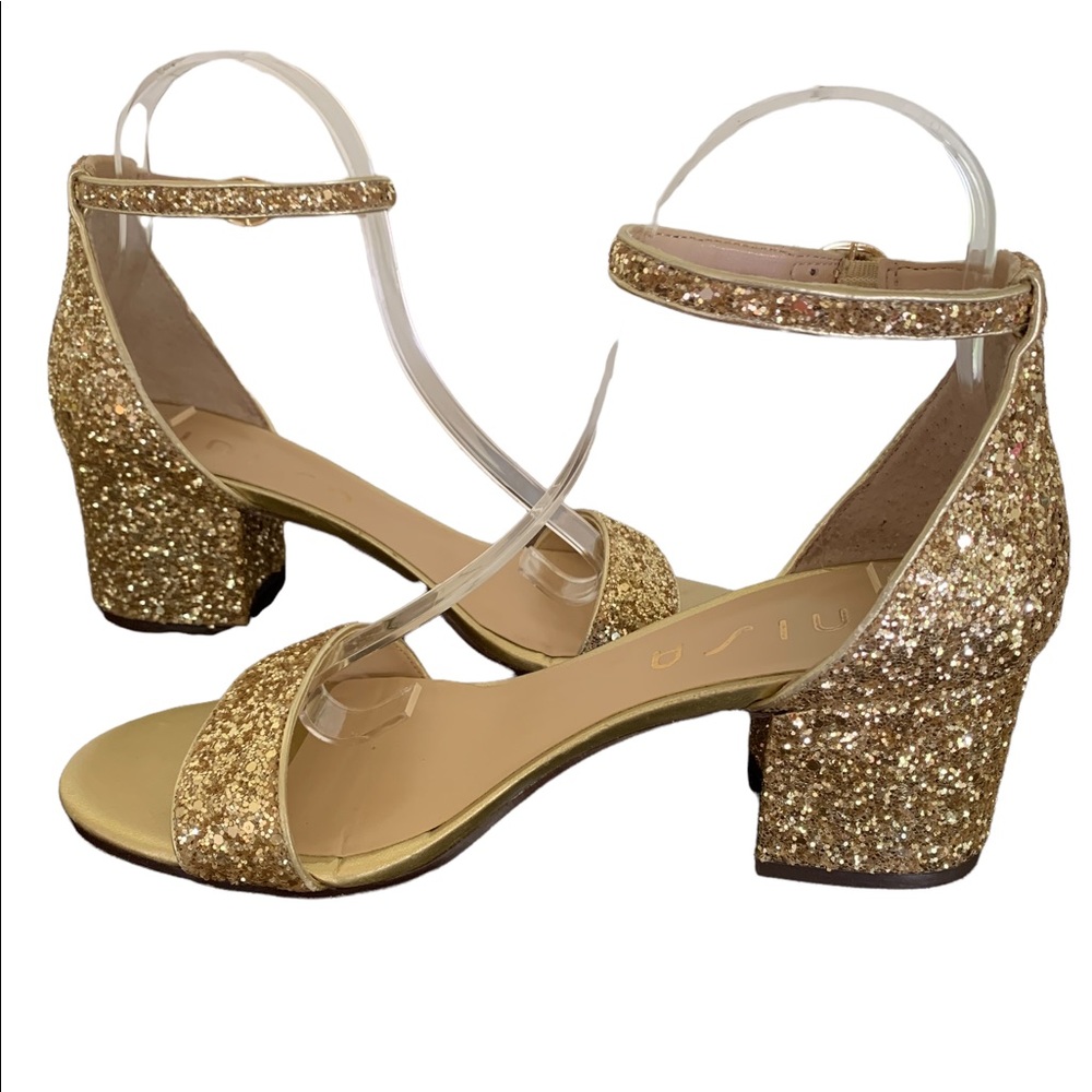 Unisa Gold Glitter ankle strap sandal Sz 8 1/2